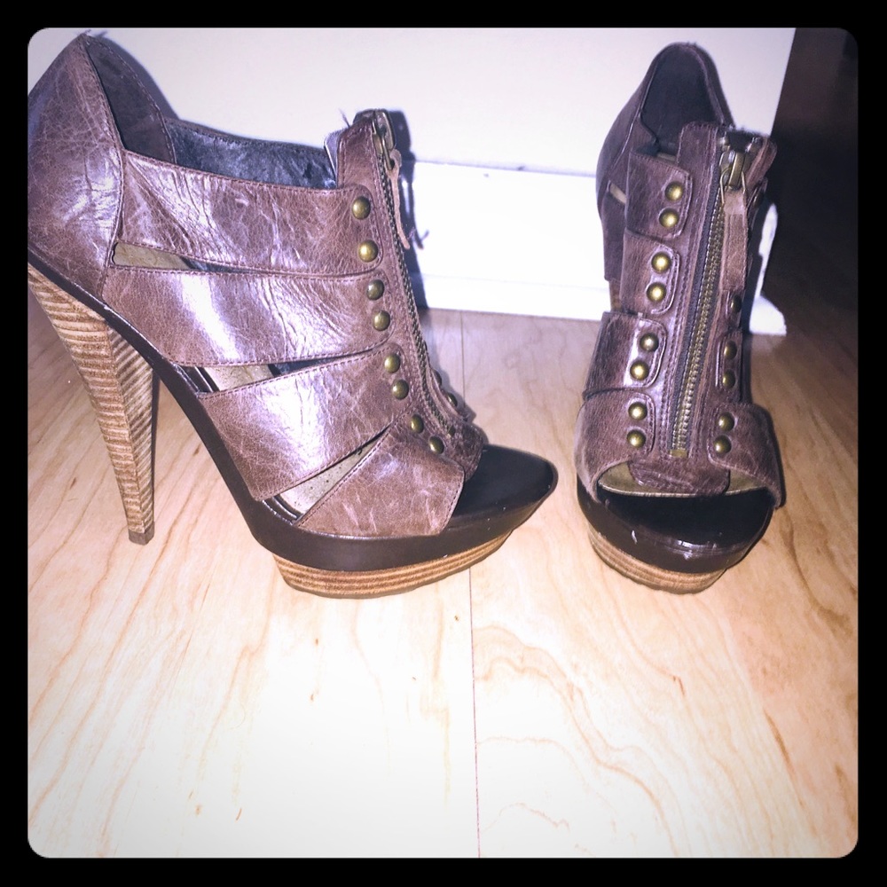 Dark brown leather heels